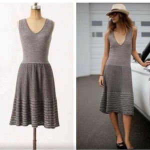 Anthropologie knitted knotted v neck midi dress (f